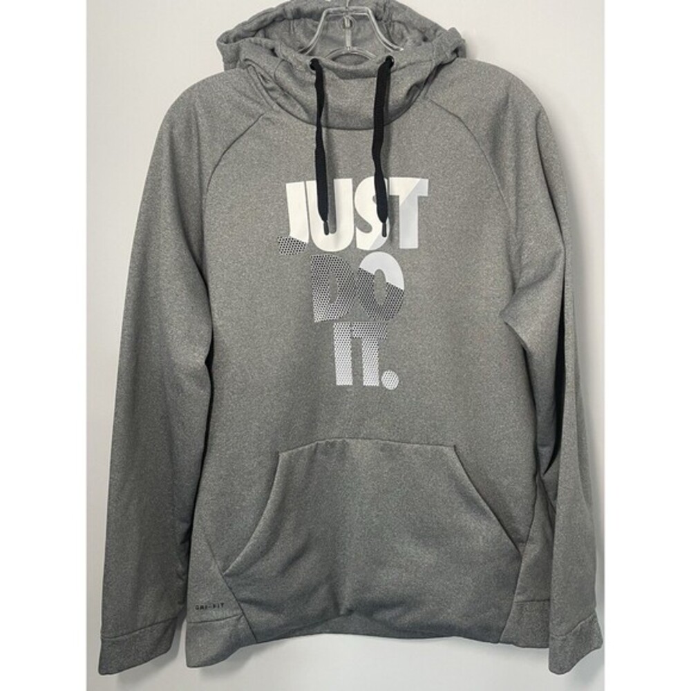 Nike Dri-Fit Therma Just Do It Logo Pullover Hoodie Men’s L 905667-091 Gray